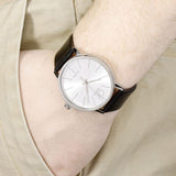 Calvin Klein Post Minimal Silver Dial Black Leather Strap Watch for Men - K7621192 Buy Now By Calvin Klein
