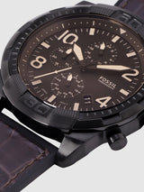 Fossil Bronson Chronograph Brown Dial Brown Leather Strap Watch for Men - FS5713 Buy Now By Fossil