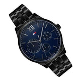 Shop Tommy Hilfiger Damon Quartz Chronograph Blue Dial Black Steel Strap Watch for Men - 1791454 in USA