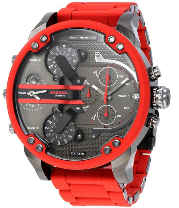 Shop Diesel Mr Daddy 2.0 Black Dial Red Steel Strap Watch For Men - DZ7370 in USA