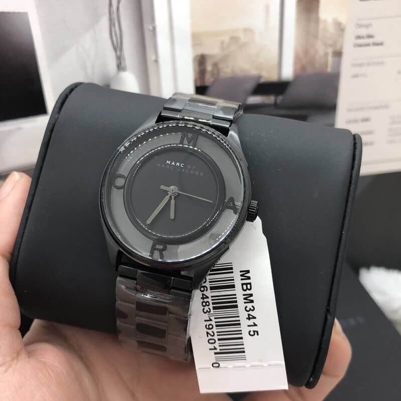 Marc Jacobs Tether Transparent Black Dial Black Steel Strap Watch for Women - MBM3415 Buy Now By Marc Jacobs