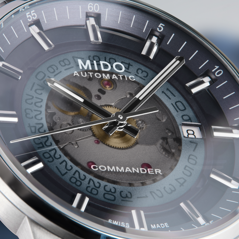 Mido Commander Automatic Gradient Black Dial Silver Steel Strap Watch For Men - M021.407.11.411.00 Buy Now By Mido