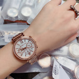 Michael Kors Sofie Chronograph Mother of Pearl White Dial Rose Gold Steel Strap Watch For Women - MK6576 Buy Now By Michael Kors