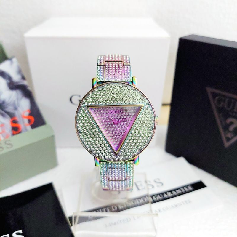 Shop Guess Trend Diamonds Purple Dial Purple Steel Strap Watch for Women - GW0512L4 in USA
