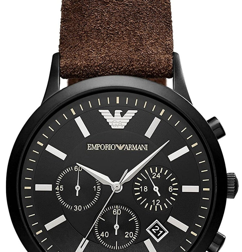 Emporio Armani Chronograph Black Dial Brown Leather Strap Watch For Men - AR11078 Buy Now By Emporio Armani