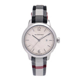 Shop Burberry Classic Stone Silver Dial Horseberry Black Leather Strap Watch for Women - BU10103 in USA