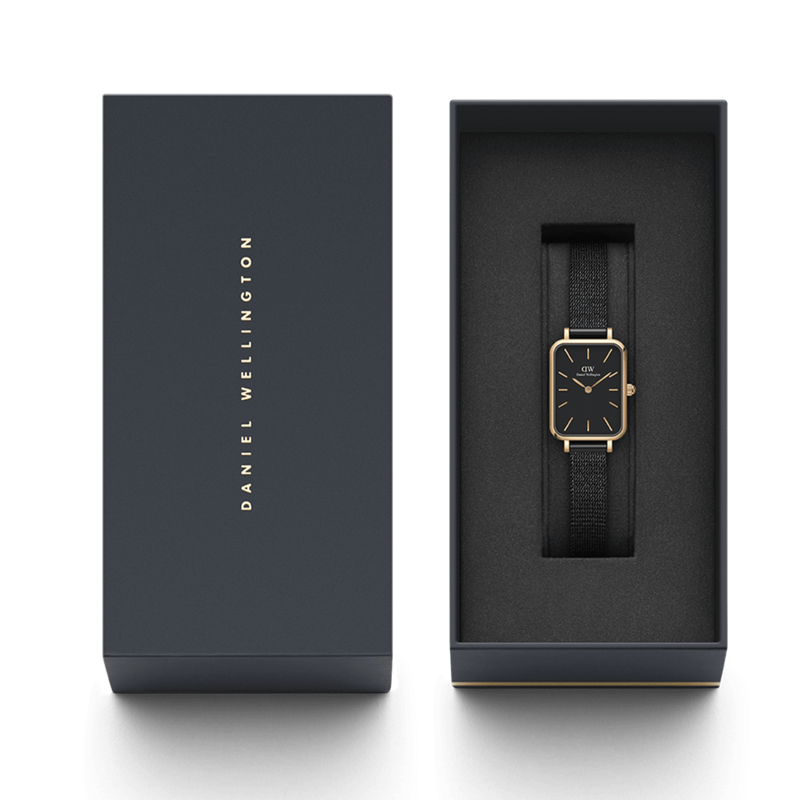 Daniel Wellington Quadro Pressed Ashfield Black Dial Black Mesh Strap Watch for Women - DW00100467 Buy Now By Daniel Wellington