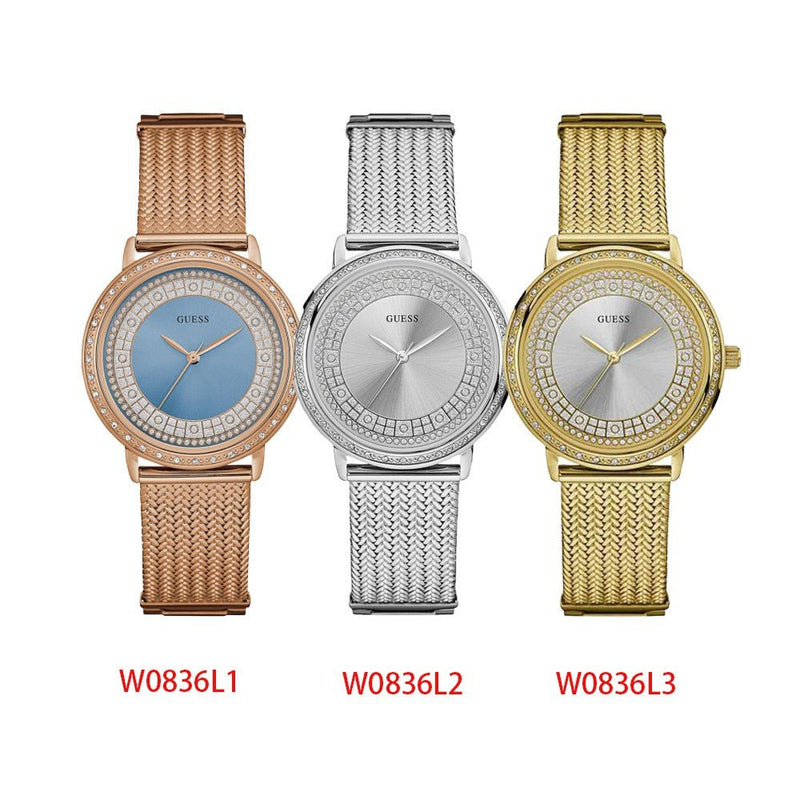 Guess Willow Two Tine Dial Gold Mesh Bracelet Watch For Women - W0836L3 Buy Now By Guess