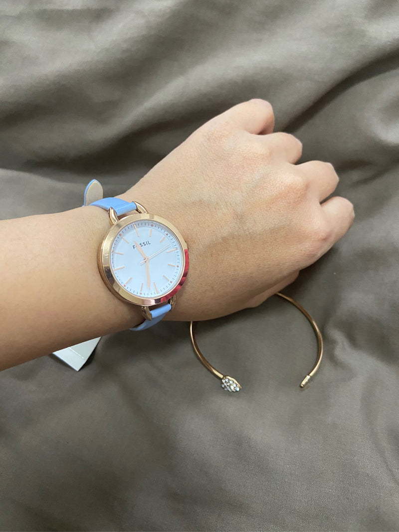 Fossil Classic White Dial Blue Leather Strap Watch for Women - BQ3327 Buy Now By Fossil