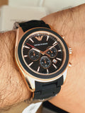 Emporio Armani Sigma Chronograph Black Dial Black SIlicon Strap Watch For Men - AR6066