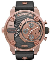 Diesel Little Daddy Black & Gold Dial Black Leather StrapWatch For Men - DZ7282 Buy Now By Diesel