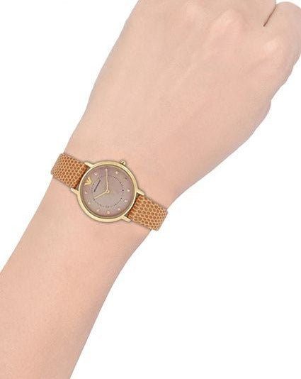 Emporio Armani Kappa Quartz Mother of Pearl Taupe Dial Brown Leather Strap Watch For Men - AR11151 Buy Now By Emporio Armani