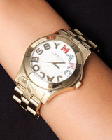Marc Jacobs Rivera White Dial Gold Steel Strap Watch for Women - MBM3137 Buy Now By Marc Jacobs