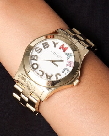 Marc Jacobs Rivera White Dial Gold Steel Strap Watch for Women - MBM3137 Buy Now By Marc Jacobs
