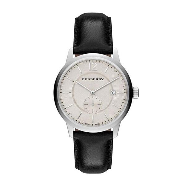 Shop Burberry The Classic Horseferry Beige Dial Black Leather Strap Watch for Men - BU10000 in USA