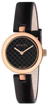 Shop Gucci Diamantissima Quartz Black Dial Black Leather Strap Watch for Women - YA141501 in USA