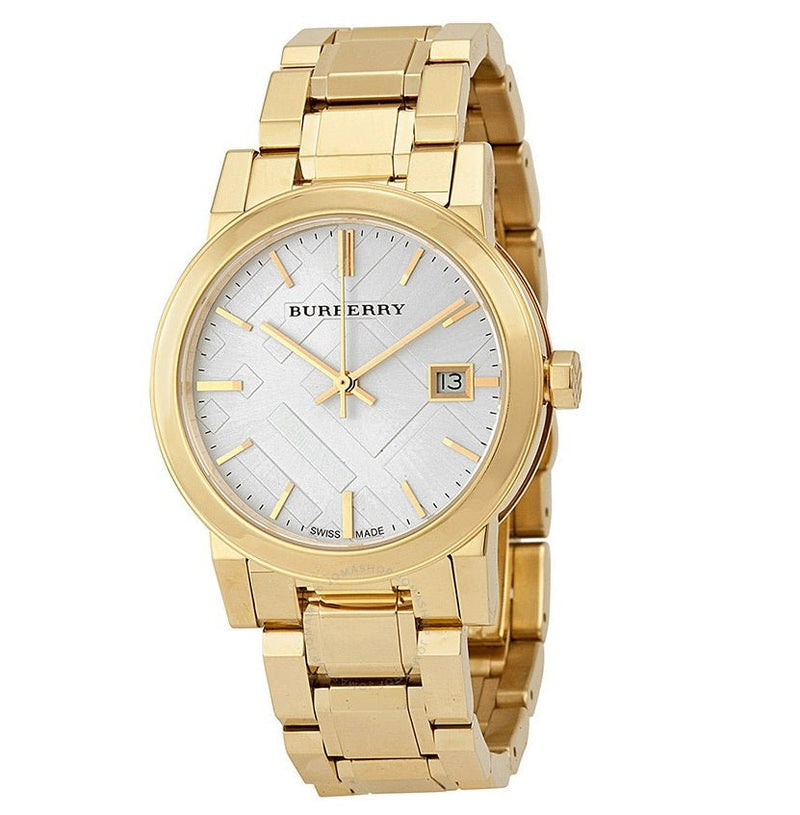 Burberry The City Silver Dial Gold Steel Strap Unisex Watch - BU9003 Buy Now By Burberry