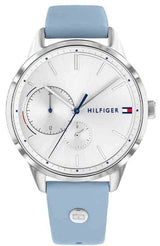 Shop Tommy Hilfiger Brooke Silver Dial Blue Leather Strap Watch for Women - 1782023 in USA