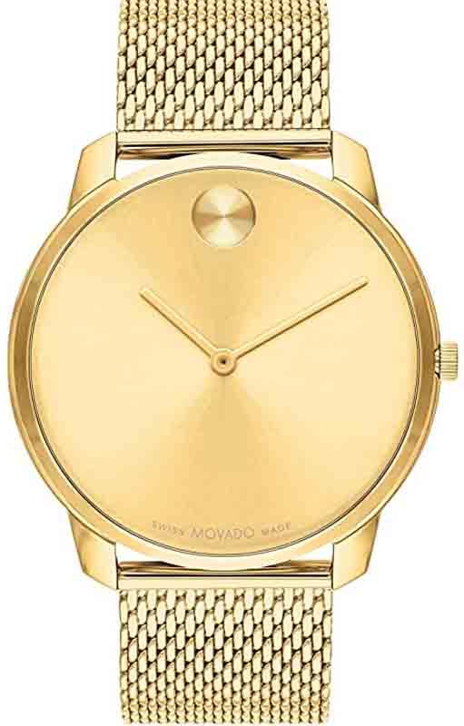 Shop Movado Bold Gold Dial Gold Mesh Bracelet Watch For Men - 3600373 in USA