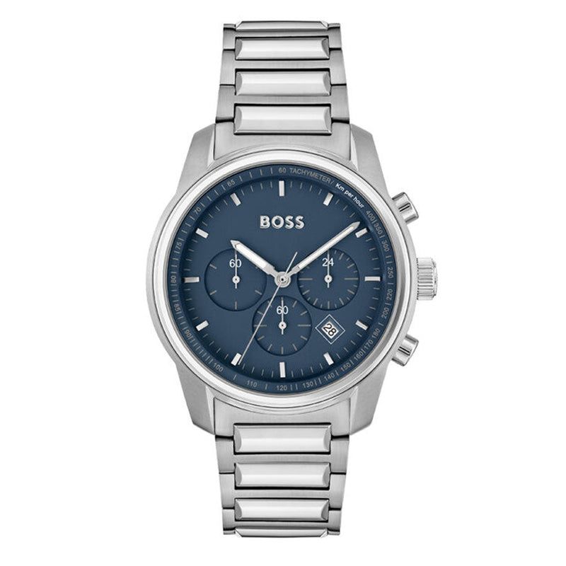 Hugo Boss Trace Chronograph Quartz Blue Dial Silver Steel Strap Watch For Men - 1514007 Buy Now By Hugo Boss