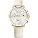 Shop Tommy Hilfiger Carly Silver Dial Cream Leather Strap Watch for Women - 1781790 in USA