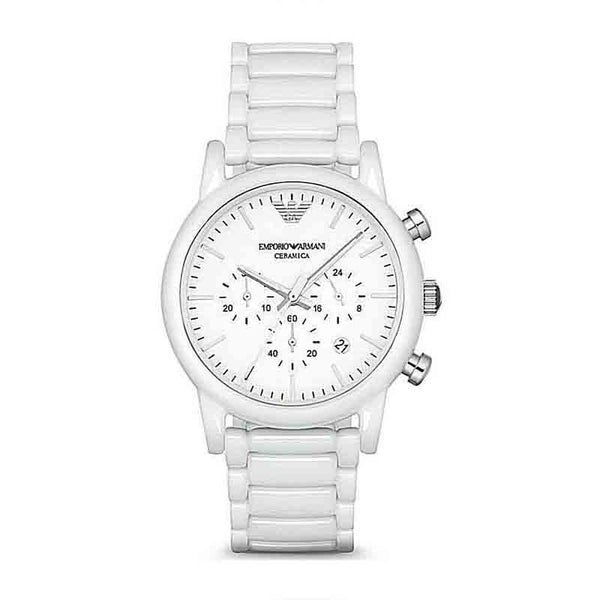 Emporio Armani Luigi Chronograph Ceramic White Dial White Ceramic Strap Watch For Men - AR1499 Buy Now By Emporio Armani
