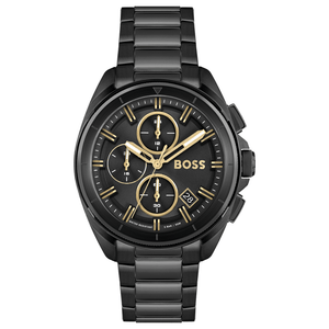 Hugo Boss Volane Chronograph Black Dial Black Steel Strap Watch for Men - 1513950