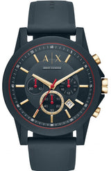 Armani Exchange Outerbanks Chronograph Blue Dial Blue Silicone Strap Watch For Men - AX1335 Buy Now By Armani Exchange