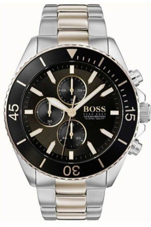 Hugo Boss Ocean Edition Chronograph Black Dial Two Tone Steel Strap Watch for Men - 1513705