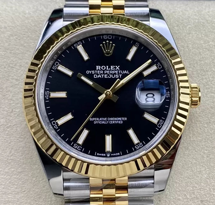Shop Rolex Datejust 41 Oyster Black Dial Two Tone Jubilee Bracelet Watch for Men - M126333-0014 in USA