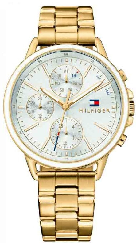 Shop Tommy Hilfiger Carly White Dial Gold Steel Strap Watch for Women - 1781786 in USA