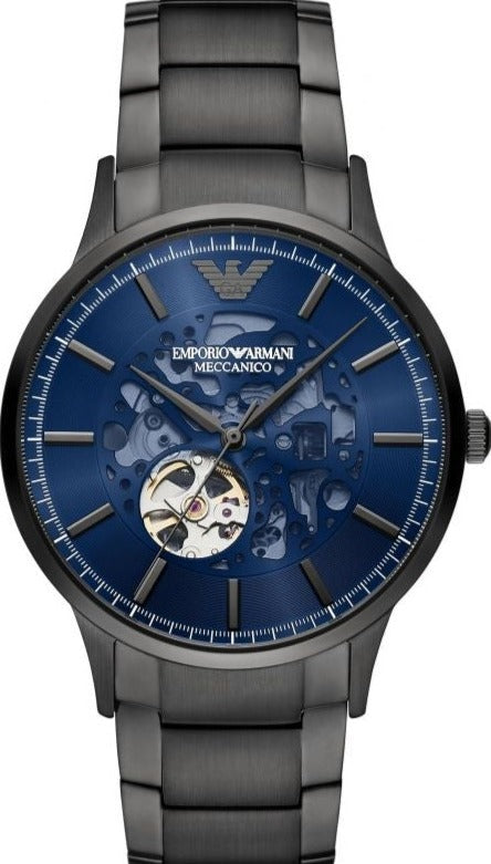 Emporio Armani Renato Automatic Blue Dial Grey Steel Strap Watch For Men - AR60056 Buy Now By Emporio Armani