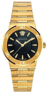 Versace Greca Black Dial Gold Steel Strap Watch for Women - VEVH00820 Buy Now By Versace