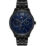Shop Tommy Hilfiger Damon Quartz Chronograph Blue Dial Black Steel Strap Watch for Men - 1791454 in USA