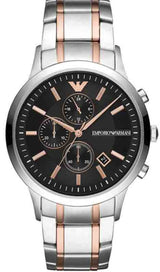 Emporio Armani Renato Chronograph Black Dial Two Tone Steel Strap Watch For Men - AR11165 Buy Now By Emporio Armani