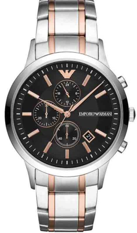 Emporio Armani Renato Chronograph Black Dial Two Tone Steel Strap Watch For Men - AR11165 Buy Now By Emporio Armani