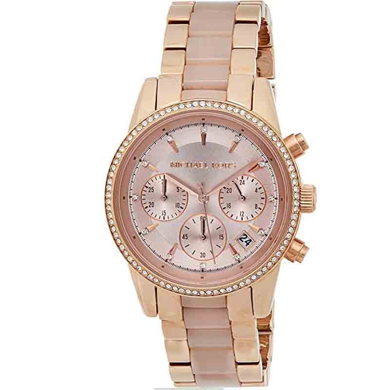 Michael Kors Ritz Chronograph Rose Gold Dial Two Tone Steel Strap Watch for Women - MK6307 Buy Now By Michael Kors