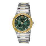 Versace Greca Green Dial Silver Steel Strap Watch for Men - VEVI00420
