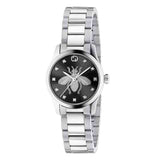 Shop Gucci G Timeless Quartz Diamonds Black Dial Silver Steel Strap Watch For Women - YA1265024 in USA