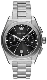 Emporio Armani Federico Chronograph Black Dial Silver Steel Strap Watch For Men - AR11560 Buy Now By Emporio Armani