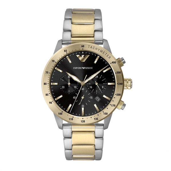 Emporio Armani Analog Chronograph Black Dial Two Tone Steel Strap Watch For Men - AR11521 Buy Now By Emporio Armani