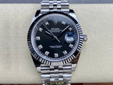Shop Rolex Datejust 41 Oyster Diamonds Black Dial Oystersteel & White Gold Strap Watch for Men - M126334-0012 in USA