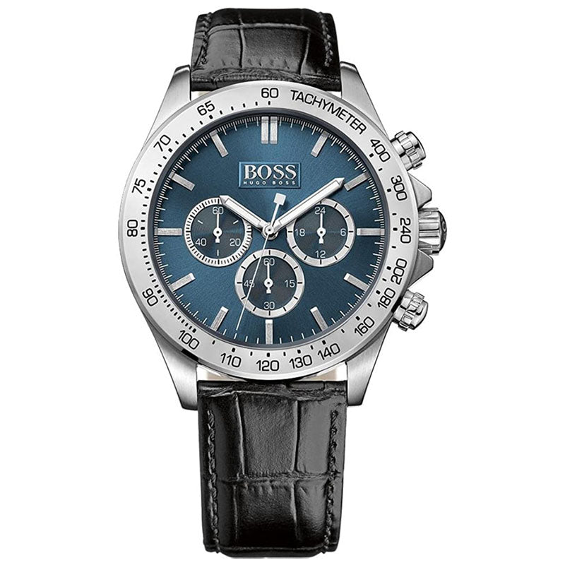 Hugo Boss Ikon Blue Dial Black Leather Strap Watch for Men - 1513176 Buy Now By Hugo Boss