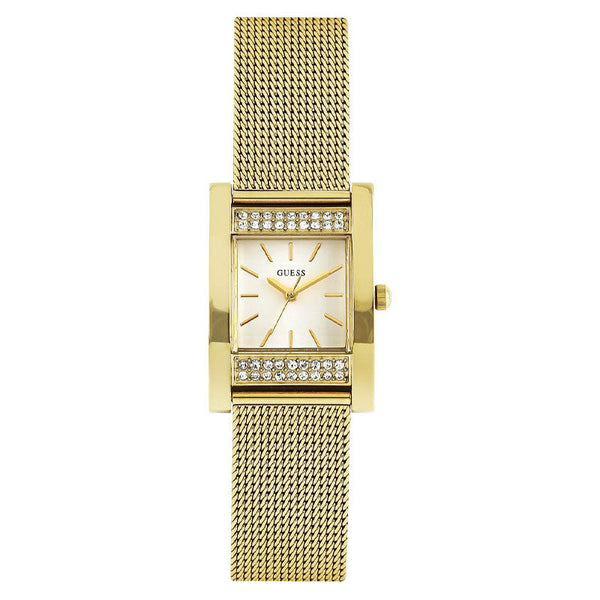 Guess Nouveau Diamonds Gold Dial Gold Mesh Bracelet Watch for Women - W0127L2 Buy Now By Guess