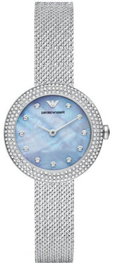 Emporio Armani Rosa Diamonds Mother of Pearl Blue Dial Silver Mesh Bracelet Watch For Women - AR11380 Buy Now By Emporio Armani