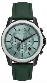 Armani Exchange Banks Chronograph Green Dial Green Leather Strap Watch For Men - AX1725 Buy Now By Armani Exchange