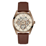 Guess Multi-Function Chronograph White Dial Brown Leather Strap Watch For Men - GW0389G8 Buy Now By Guess