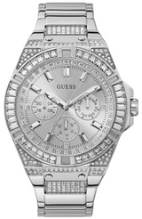 Guess Zeus Multifunction Diamonds Silver Dial Silver Steel Strap Watch for Men - GW0209G1 Buy Now By Guess