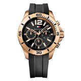 Shop Tommy Hilfiger Sport Multifunction Black Dial Black Rubber Strap Watch for Men - 1791145 in USA