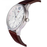 Shop Tommy Hilfiger Damon Quartz White Dial Brown Leather Strap Watch for Men - 1791418 in USA